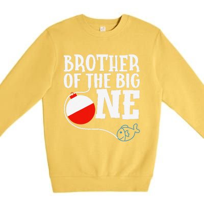 Brother Of The Big One Fishing Boy First Birthday Ofishally Premium Crewneck Sweatshirt