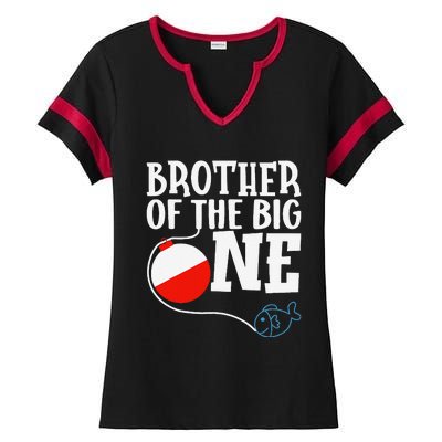 Brother Of The Big One Fishing Boy First Birthday Ofishally Ladies Halftime Notch Neck Tee