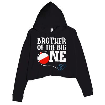 Brother Of The Big One Fishing Boy First Birthday Ofishally Crop Fleece Hoodie