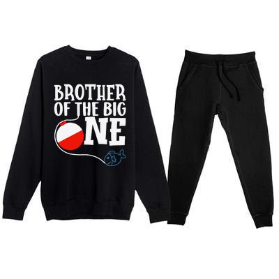 Brother Of The Big One Fishing Boy First Birthday Ofishally Premium Crewneck Sweatsuit Set