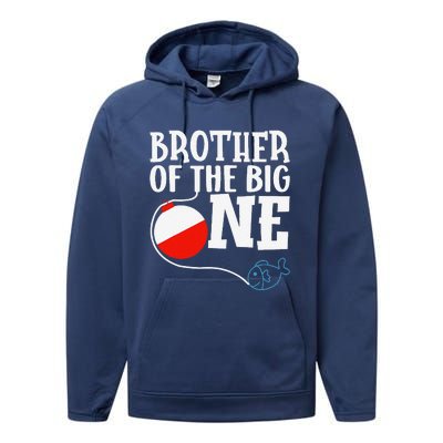 Brother Of The Big One Fishing Boy First Birthday Ofishally Performance Fleece Hoodie