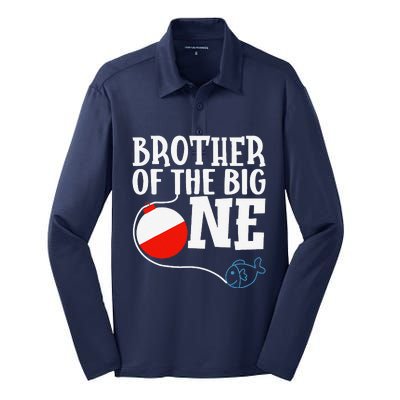 Brother Of The Big One Fishing Boy First Birthday Ofishally Silk Touch Performance Long Sleeve Polo