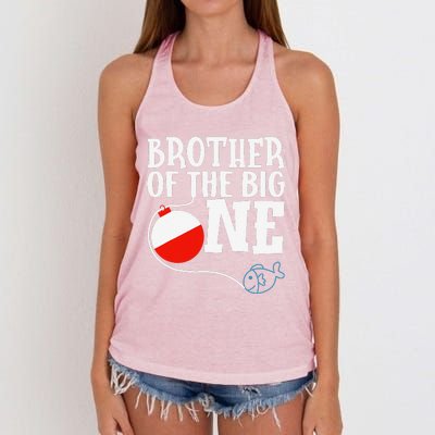 Brother Of The Big One Fishing Boy First Birthday Ofishally Women's Knotted Racerback Tank