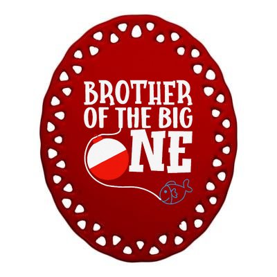 Brother Of The Big One Fishing Boy First Birthday Ofishally Ceramic Oval Ornament