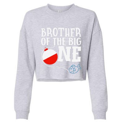 Brother Of The Big One Fishing Boy First Birthday Ofishally Cropped Pullover Crew