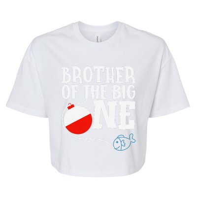 Brother Of The Big One Fishing Boy First Birthday Ofishally Bella+Canvas Jersey Crop Tee