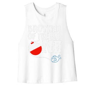 Brother Of The Big One Fishing Boy First Birthday Ofishally Women's Racerback Cropped Tank