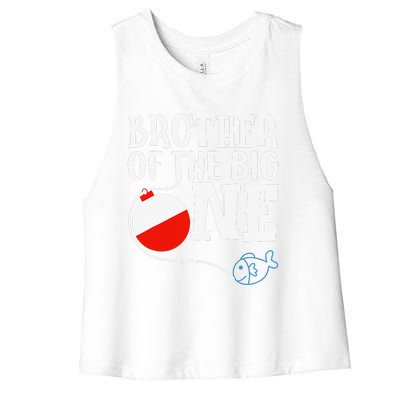 Brother Of The Big One Fishing Boy First Birthday Ofishally Women's Racerback Cropped Tank