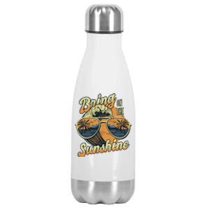 Bring On The Sunshine Summer Sun Beach Waves Gift Stainless Steel Insulated Water Bottle