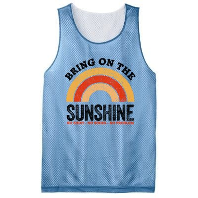 Bring On The Sunshine Gift Vintage Rainbow No Shoes No Gift Mesh Reversible Basketball Jersey Tank