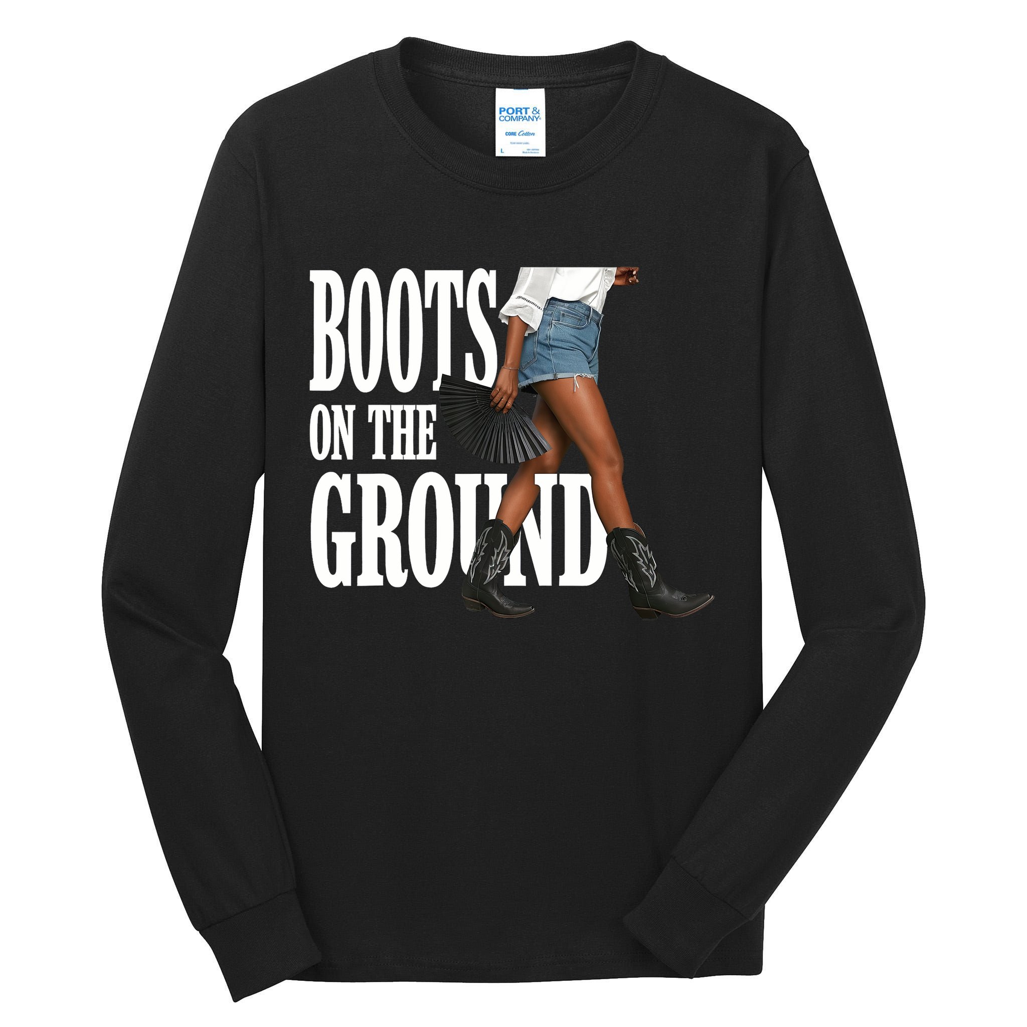 Boots On The Ground  Cowgirl Melanin  Tall Long Sleeve T-Shirt