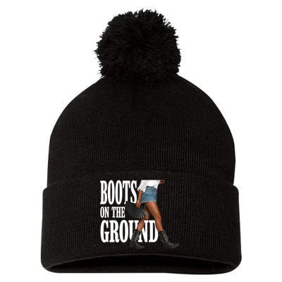 Boots On The Ground  Cowgirl Melanin  Pom Pom 12in Knit Beanie