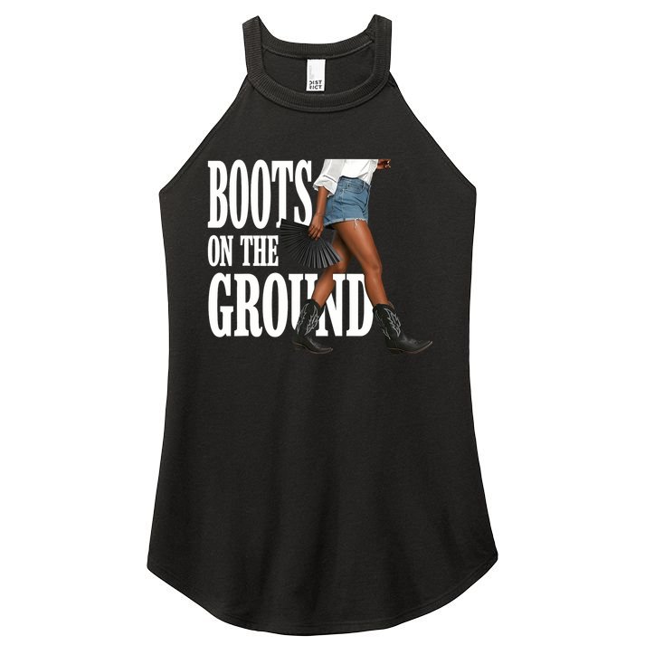 Boots On The Ground  Cowgirl Melanin  Women's Perfect Tri Rocker Tank