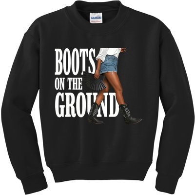 Boots On The Ground  Cowgirl Melanin  Kids Sweatshirt