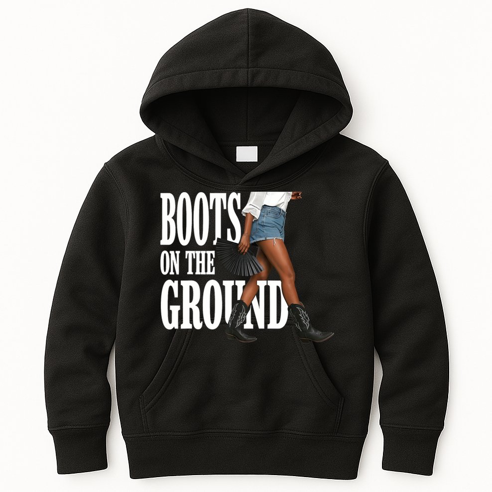 Boots On The Ground  Cowgirl Melanin  Kids Hoodie