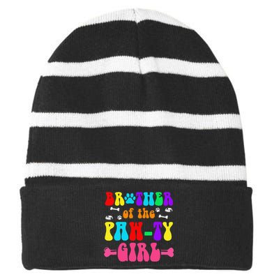 Brother Of The Paw.Ty Girl Dog Family Matching Party Groovy Striped Beanie with Solid Band