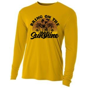 Bring On The Sunshine Sun Summer Tropical Coconut Palm Tree Gift Cooling Performance Long Sleeve Crew