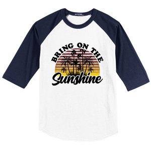 Bring On The Sunshine Sun Summer Tropical Coconut Palm Tree Gift Baseball Sleeve Shirt