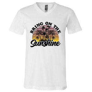 Bring On The Sunshine Sun Summer Tropical Coconut Palm Tree Gift V-Neck T-Shirt