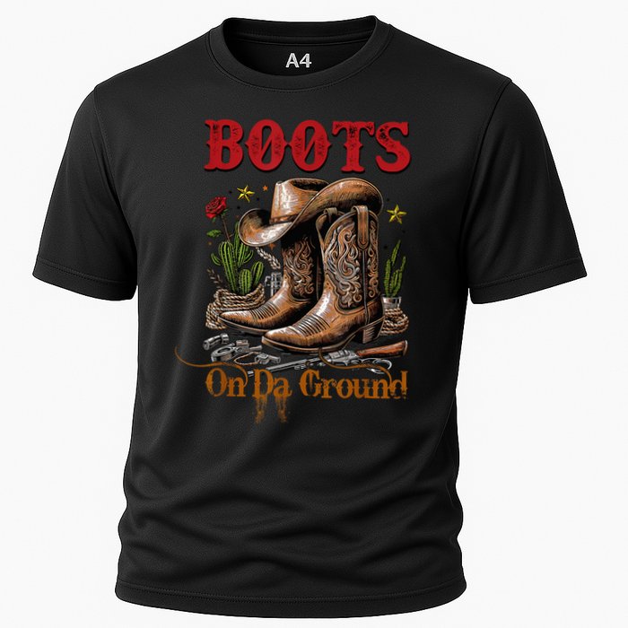 Boots On The Ground Cowgirl Linedance Boot Cowboy Western Cooling Performance Crew T-Shirt