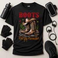 Boots On The Ground Cowgirl Linedance Boot Cowboy Western Cooling Performance Crew T-Shirt