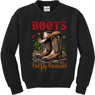 Boots On The Ground Cowgirl Linedance Boot Cowboy Western Kids Sweatshirt