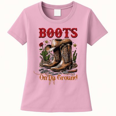 Boots On The Ground Cowgirl Linedance Boot Cowboy Western Womens T-Shirt