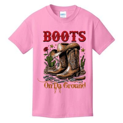 Boots On The Ground Cowgirl Linedance Boot Cowboy Western Kids T-Shirt
