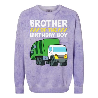 Brother Of The Birthday Garbage Truck Birthday Party Colorblast Crewneck Sweatshirt