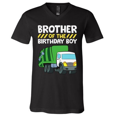 Brother Of The Birthday Garbage Truck Birthday Party V-Neck T-Shirt