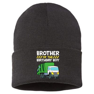 Brother Of The Birthday Garbage Truck Birthday Party Sustainable Knit Beanie