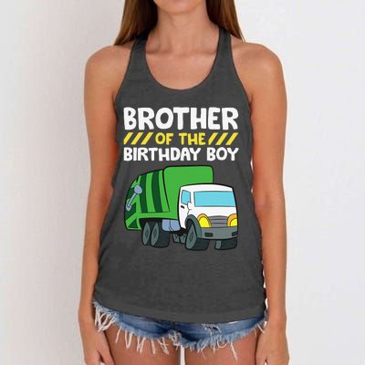 Brother Of The Birthday Garbage Truck Birthday Party Women's Knotted Racerback Tank