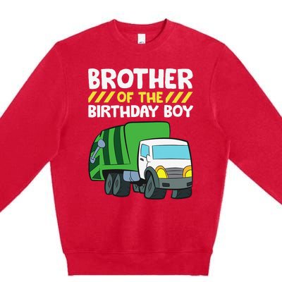 Brother Of The Birthday Garbage Truck Birthday Party Premium Crewneck Sweatshirt