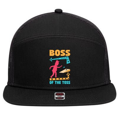 Boss Of The Toss Dad Cornhole Game Bean Bag Toss Funny 7 Panel Mesh Trucker Snapback Hat