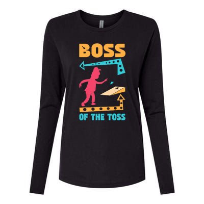 Boss Of The Toss Dad Cornhole Game Bean Bag Toss Funny Womens Cotton Relaxed Long Sleeve T-Shirt