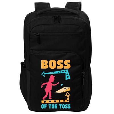 Boss Of The Toss Dad Cornhole Game Bean Bag Toss Funny Impact Tech Backpack