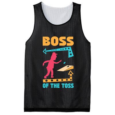 Boss Of The Toss Dad Cornhole Game Bean Bag Toss Funny Mesh Reversible Basketball Jersey Tank