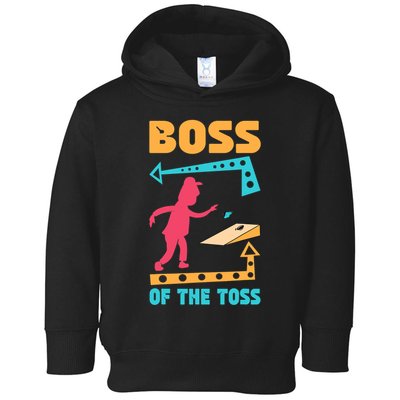 Boss Of The Toss Dad Cornhole Game Bean Bag Toss Funny Toddler Hoodie