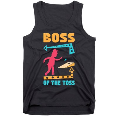 Boss Of The Toss Dad Cornhole Game Bean Bag Toss Funny Tank Top