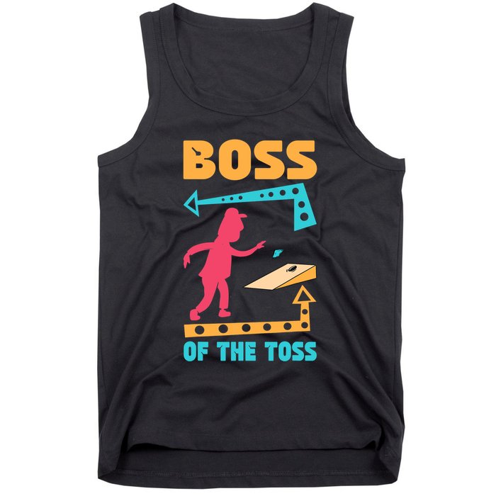 Boss Of The Toss Dad Cornhole Game Bean Bag Toss Funny Tank Top