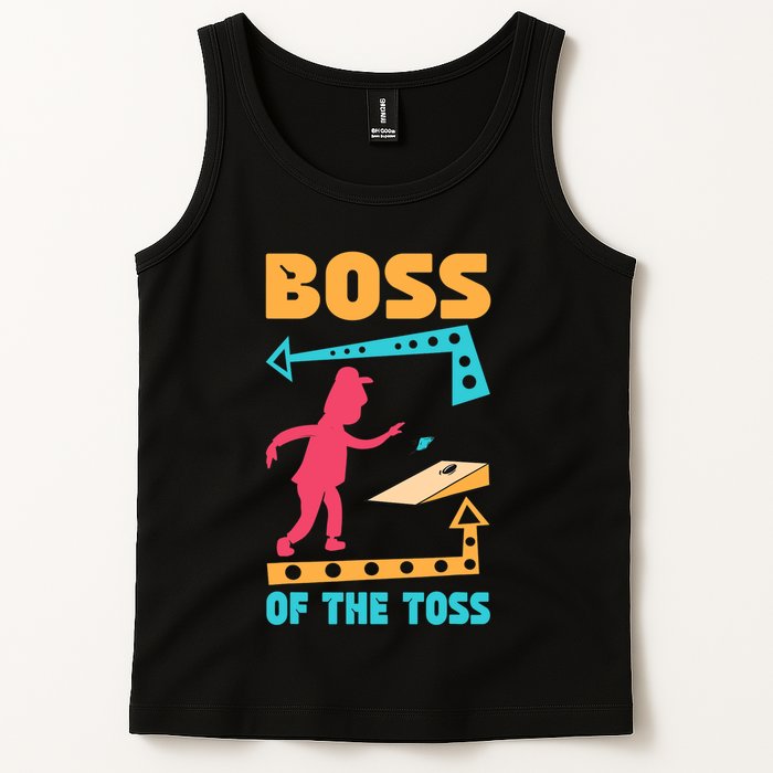 Boss Of The Toss Dad Cornhole Game Bean Bag Toss Funny Tank Top