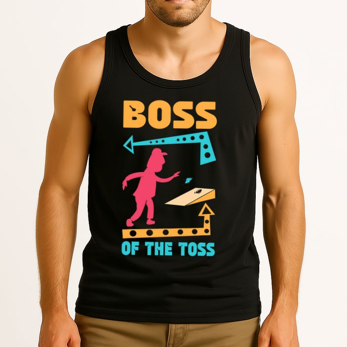 Boss Of The Toss Dad Cornhole Game Bean Bag Toss Funny Tank Top