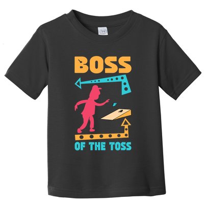 Boss Of The Toss Dad Cornhole Game Bean Bag Toss Funny Toddler T-Shirt