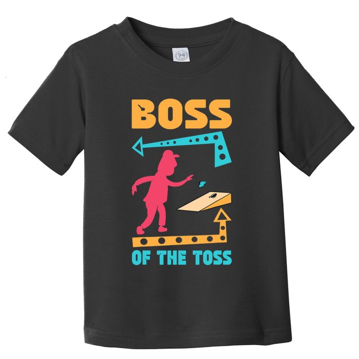 Boss Of The Toss Dad Cornhole Game Bean Bag Toss Funny Toddler T-Shirt