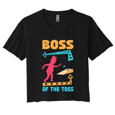 Boss Of The Toss Dad Cornhole Game Bean Bag Toss Funny Crop Top