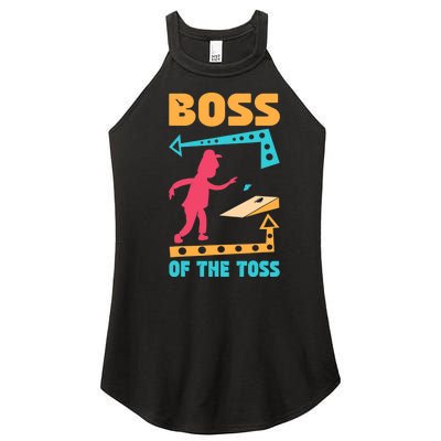 Boss Of The Toss Dad Cornhole Game Bean Bag Toss Funny Women’s Perfect Tri Rocker Tank