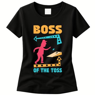 Boss Of The Toss Dad Cornhole Game Bean Bag Toss Funny Womens T-Shirt