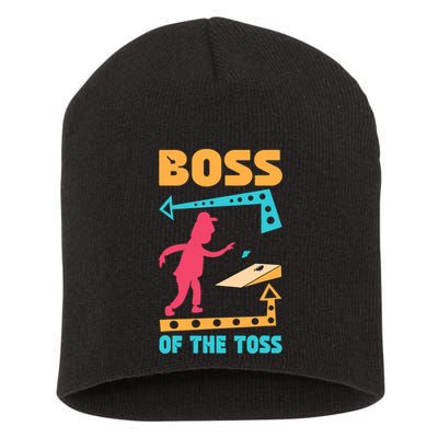 Boss Of The Toss Dad Cornhole Game Bean Bag Toss Funny Short Acrylic Beanie