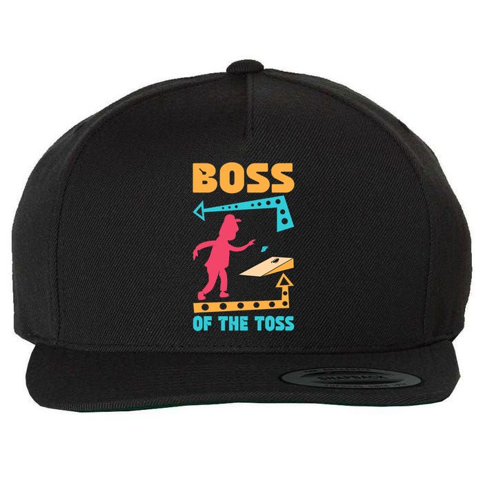 Boss Of The Toss Dad Cornhole Game Bean Bag Toss Funny Wool Snapback Cap