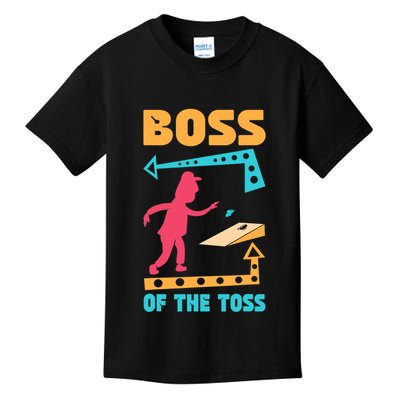 Boss Of The Toss Dad Cornhole Game Bean Bag Toss Funny Kids T-Shirt